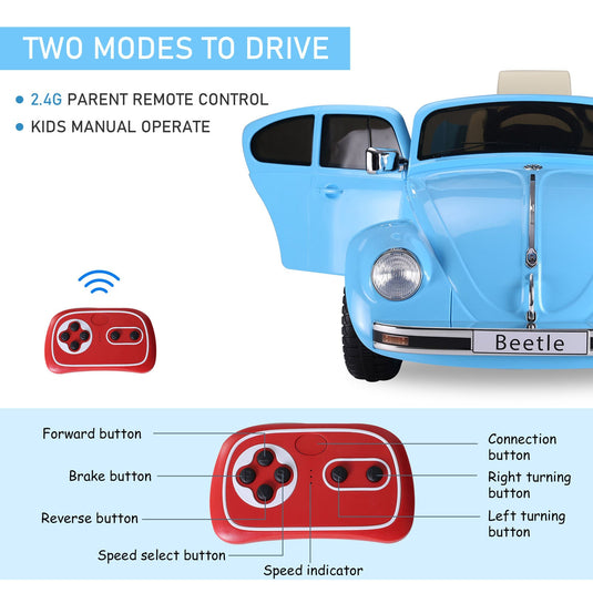 Volkswagen Beetle Kids Ride On Car with Extra Wide Tires - Perfect for Outdoor Play!