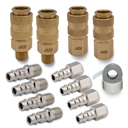 Hi-Flo Quick Connect Air Fittings | Plug & Coupler Kit - 1/4