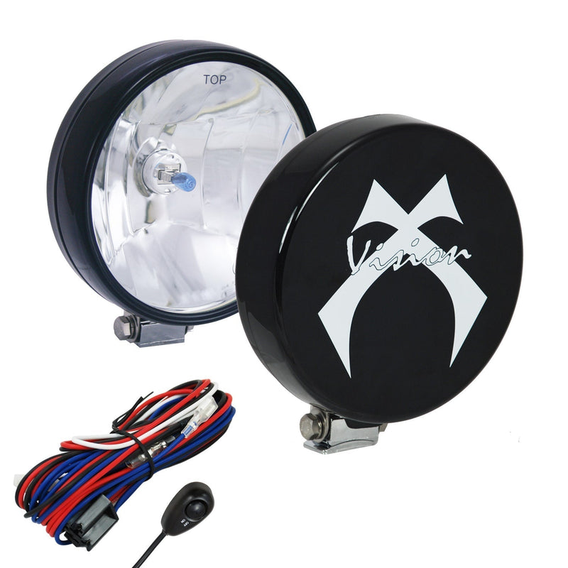 Load image into Gallery viewer, 6" Round Black 100 Watt Halogen Off Road Lights with Covers and Harness
