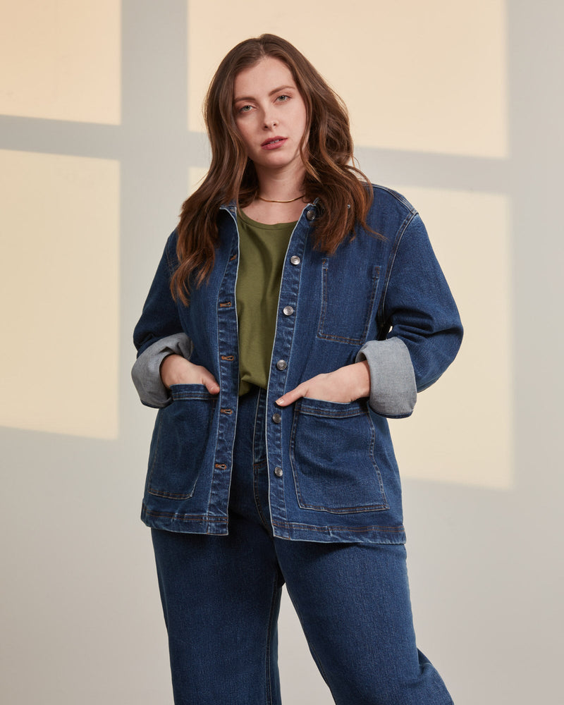 Load image into Gallery viewer, Organic Denim Painter's Jacket
