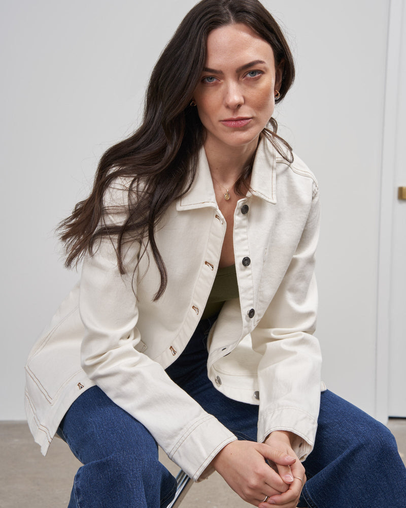 Load image into Gallery viewer, Organic Denim Painter's Jacket
