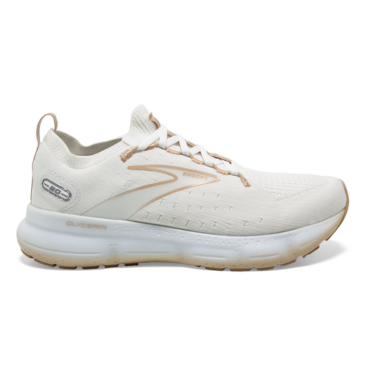 Women's Brooks Glycerin StealthFit 20, White/Khaki, 11 B Medium - Skoutley Outdoors LLC