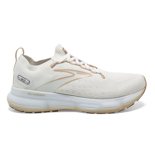 Women's Brooks Glycerin StealthFit 20, White/Khaki, 11 B Medium - Skoutley Outdoors LLC