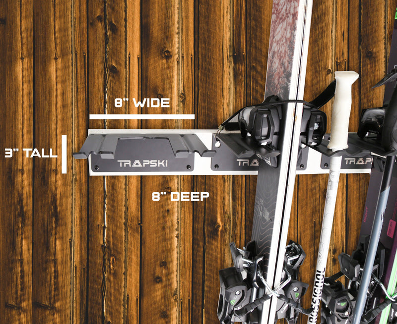 Load image into Gallery viewer, Wall Rack Holds Skis or Snowboard by Bindings, Yard Tools, Gear &amp; Equipment - Made in the USA
