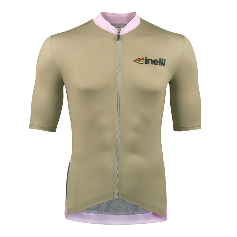 Load image into Gallery viewer, Cinelli Tempo Men&#39;s Cycling Jersey (Olive/Pink)
