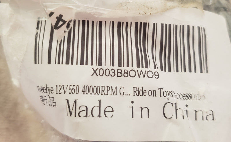 Load image into Gallery viewer, 12V 550 High Torque DC Motor with 40000RPM Gearbox for Kids Ride-On Toys
