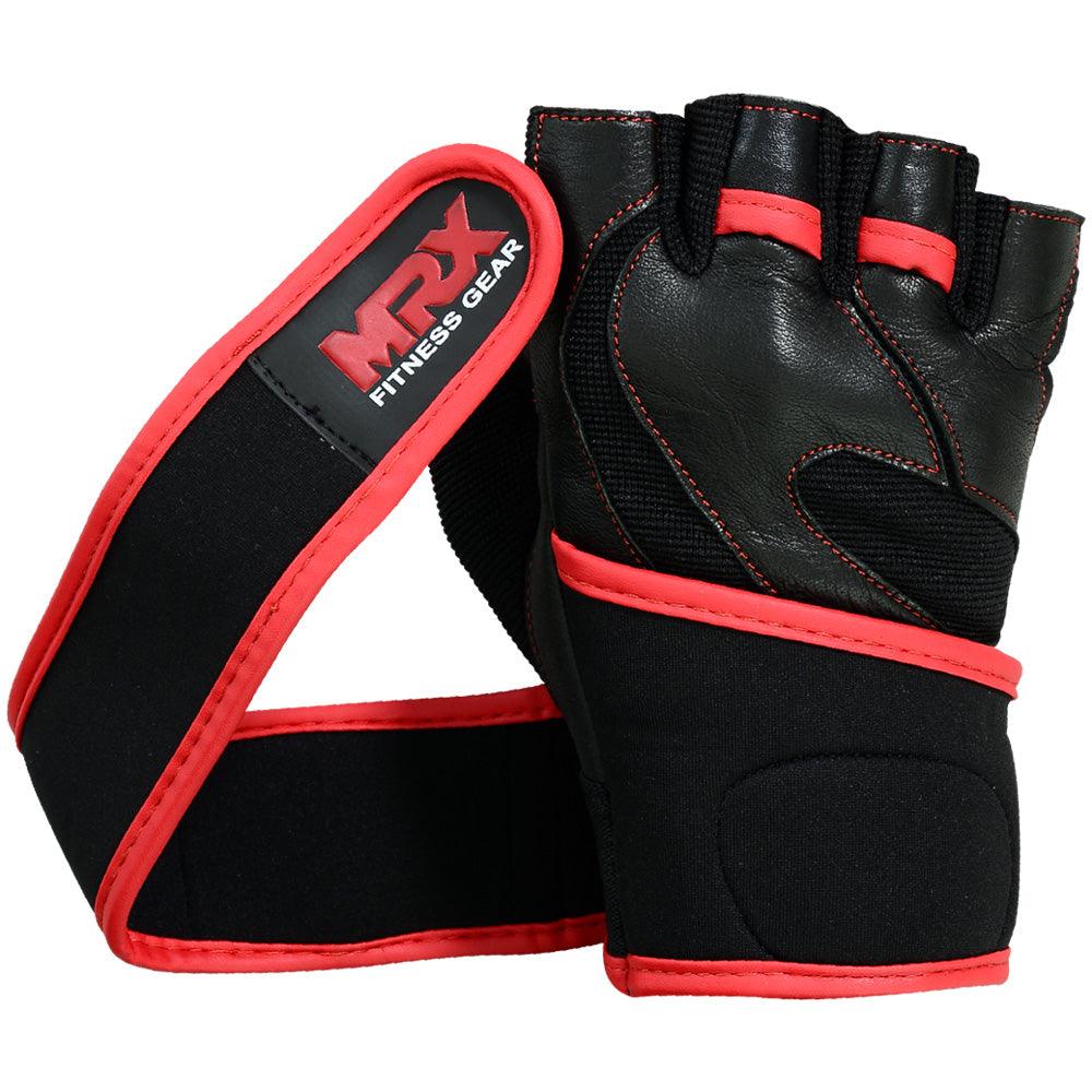 Mrx Weight Lifting Leather Gloves With Long Wrist Strap