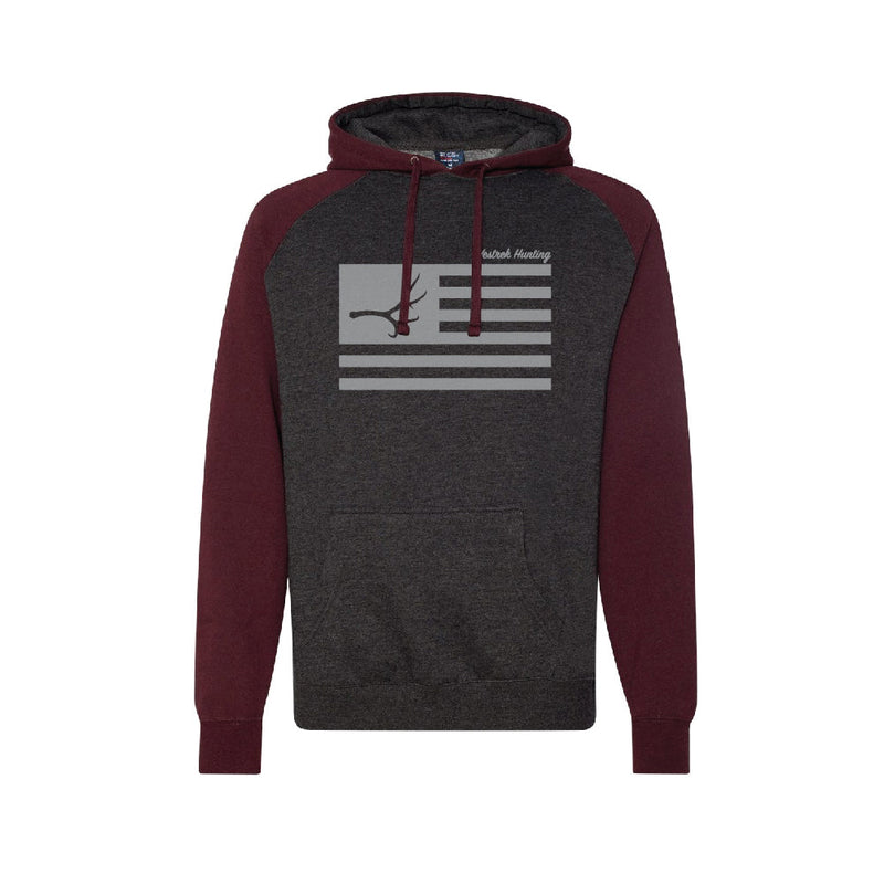 Load image into Gallery viewer, Freedom Flag Hoodie (Burgundy/Charcoal)
