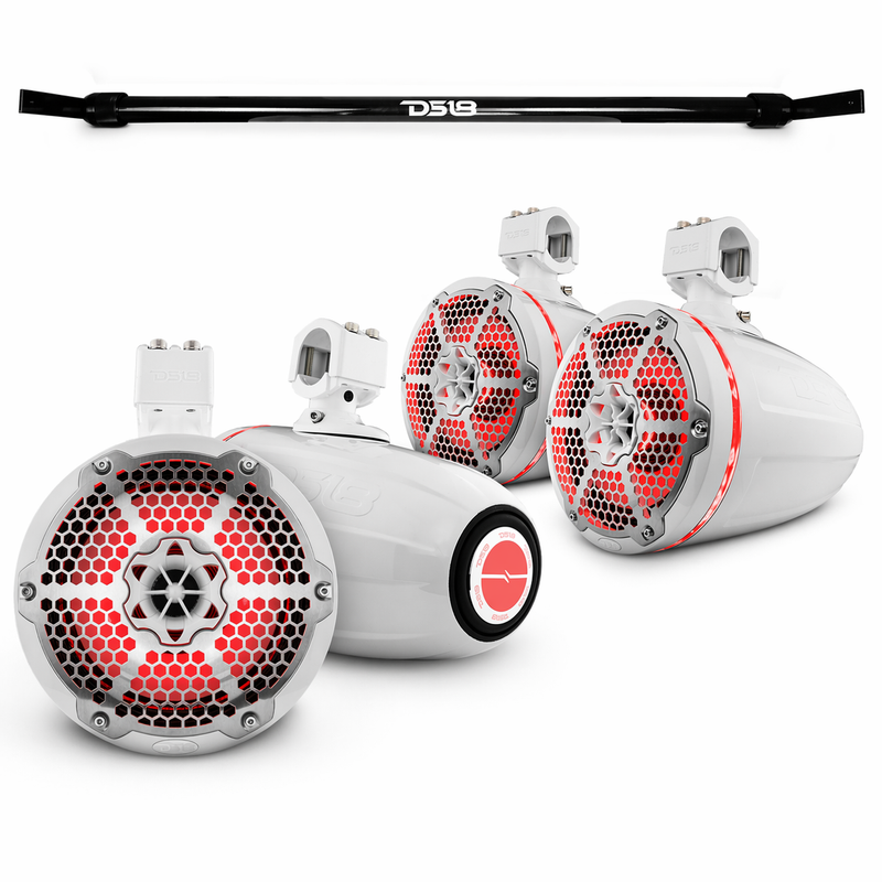 Load image into Gallery viewer, Jeep Gladiator JT Mounting Bar + 4x 8” Marine Tower Speakers with RGB LED Lights
