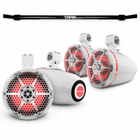 Jeep Gladiator JT Mounting Bar + 4x 8” Marine Tower Speakers with RGB LED Lights