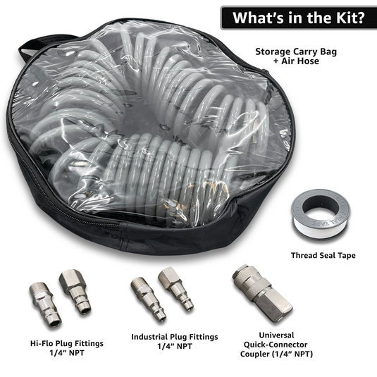Polyurethane Coiled Air Hose Kit - 1/4