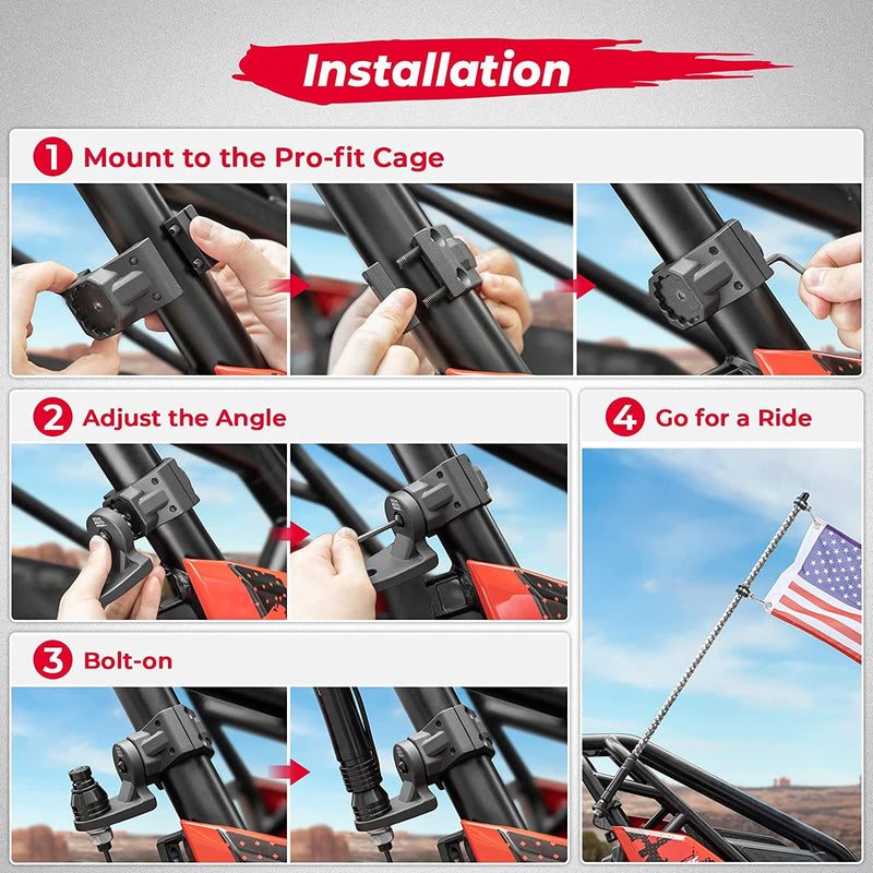 Load image into Gallery viewer, UTV Whip Light Mount for 1.75''-2'' Roll Bar Cage
