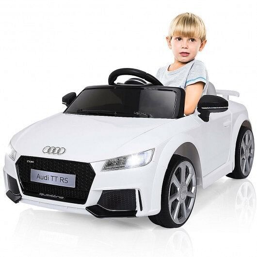 Load image into Gallery viewer, White 12V Electric Ride-On Car for Kids with Remote Control and Music Feature
