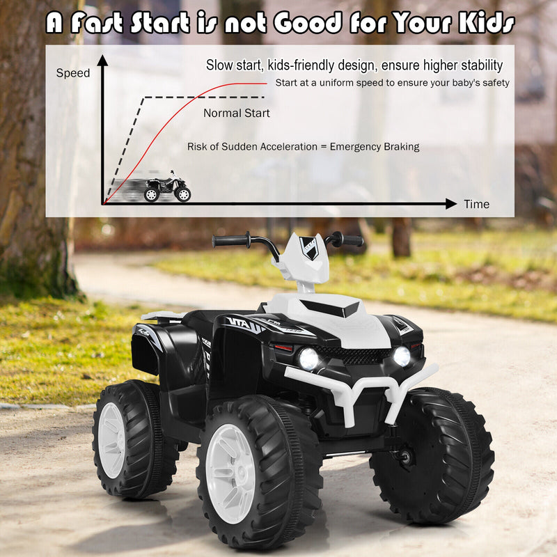 Load image into Gallery viewer, White 12V Kids ATV Quad Ride On Car with LED Light and Music Toy
