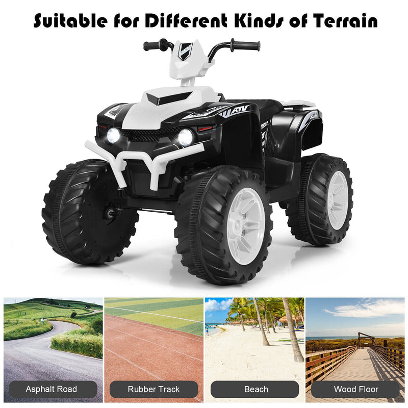 Load image into Gallery viewer, White 12V Kids ATV Quad Ride On Car with LED Light and Music Toy
