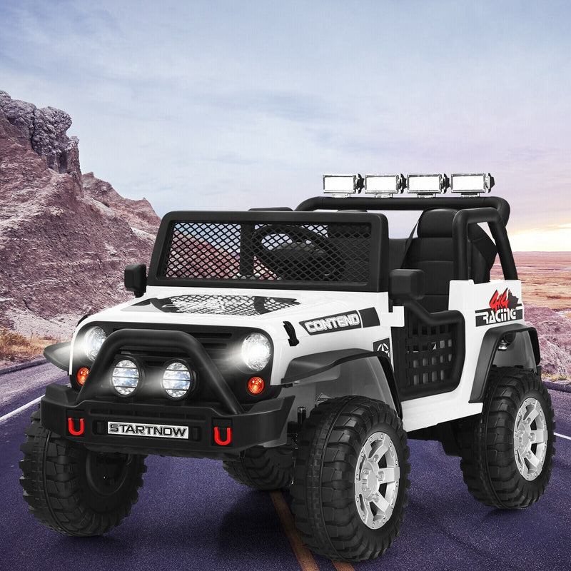 Load image into Gallery viewer, White 12V Kids Ride On Truck with Remote Control and Lights
