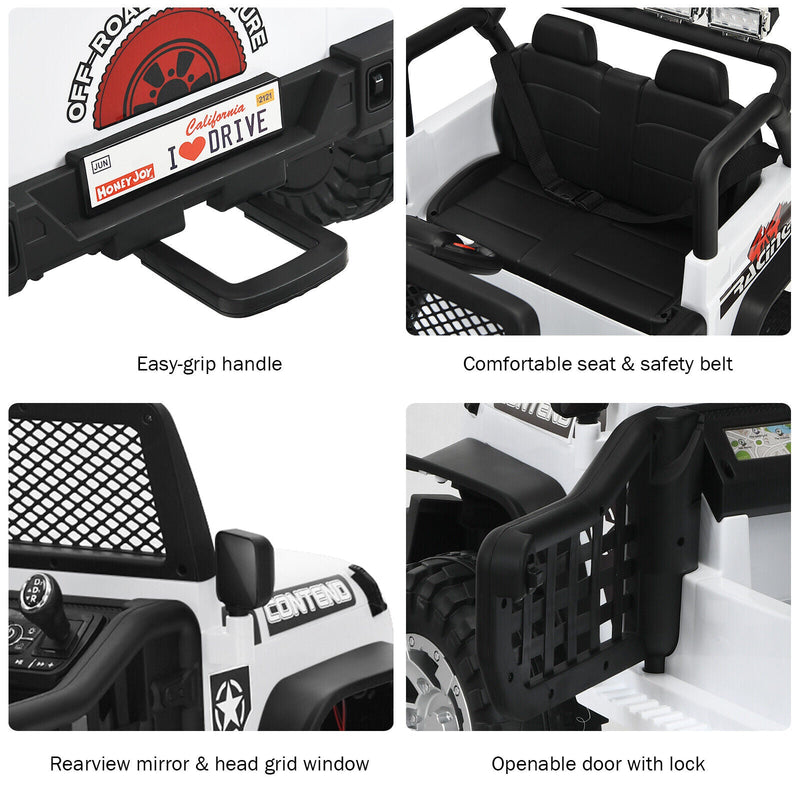 Load image into Gallery viewer, White 12V Kids Ride On Truck with Remote Control and Lights
