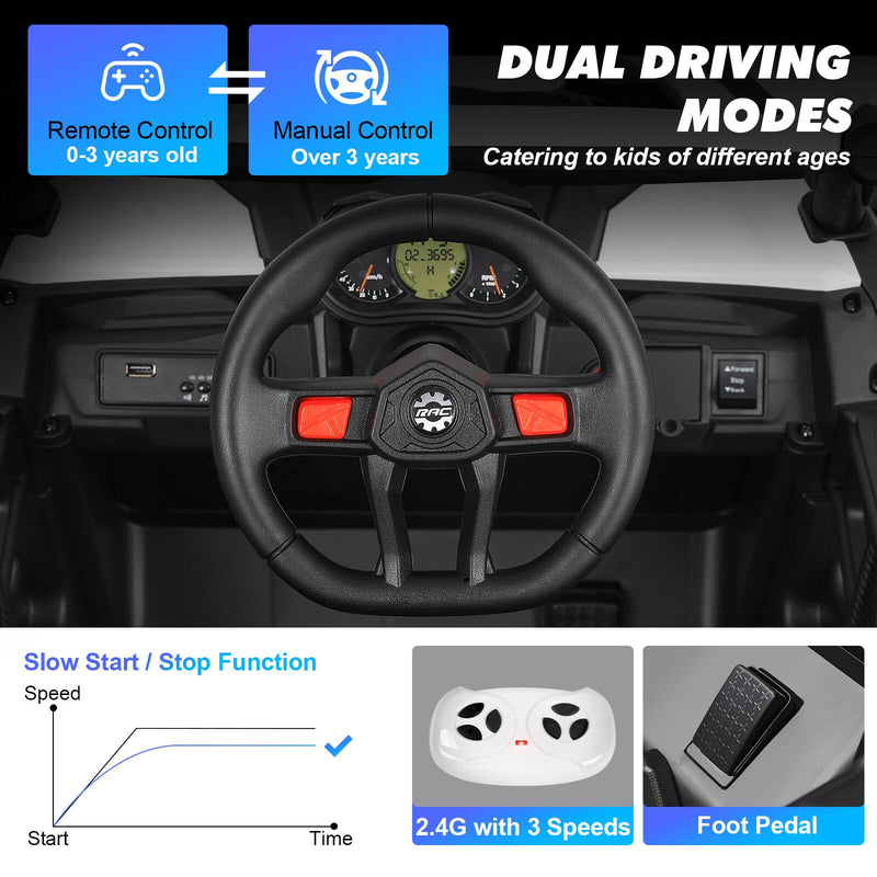 Load image into Gallery viewer, 12V Kids Electric Off-Road UTV Ride-On Vehicle with Music, LED Lights, and Remote Control
