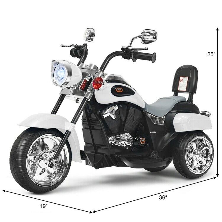 Load image into Gallery viewer, White 3-Wheel Chopper Motorcycle Toy for Kids with Headlight &amp; Horn
