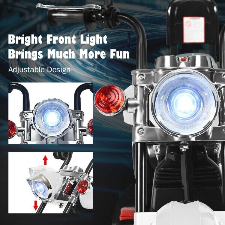 Load image into Gallery viewer, White 3-Wheel Chopper Motorcycle Toy for Kids with Headlight &amp; Horn
