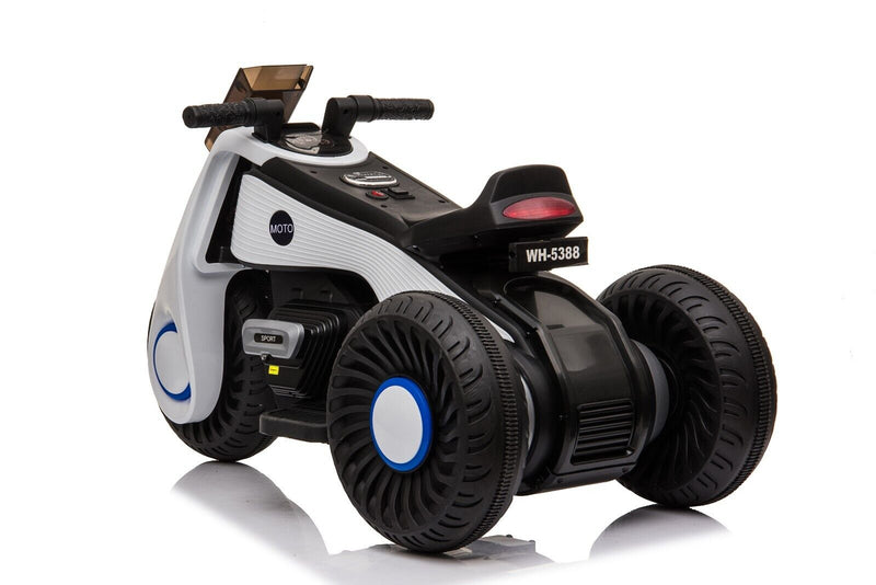 Load image into Gallery viewer, White 3-Wheel Electric Motorcycle for Kids with Dual Drive System
