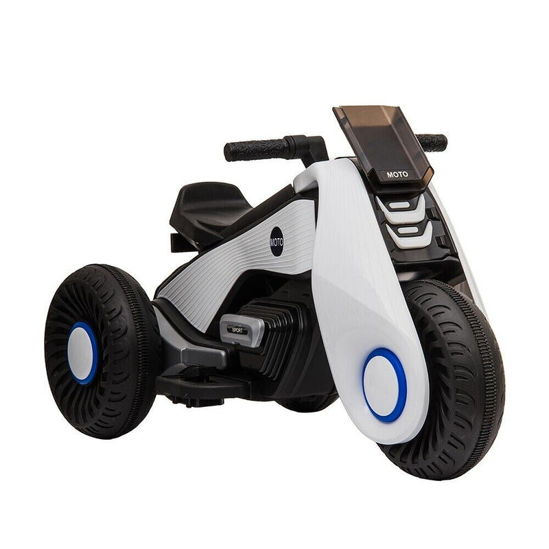 Load image into Gallery viewer, White 3-Wheel Electric Motorcycle for Kids with Dual Drive System
