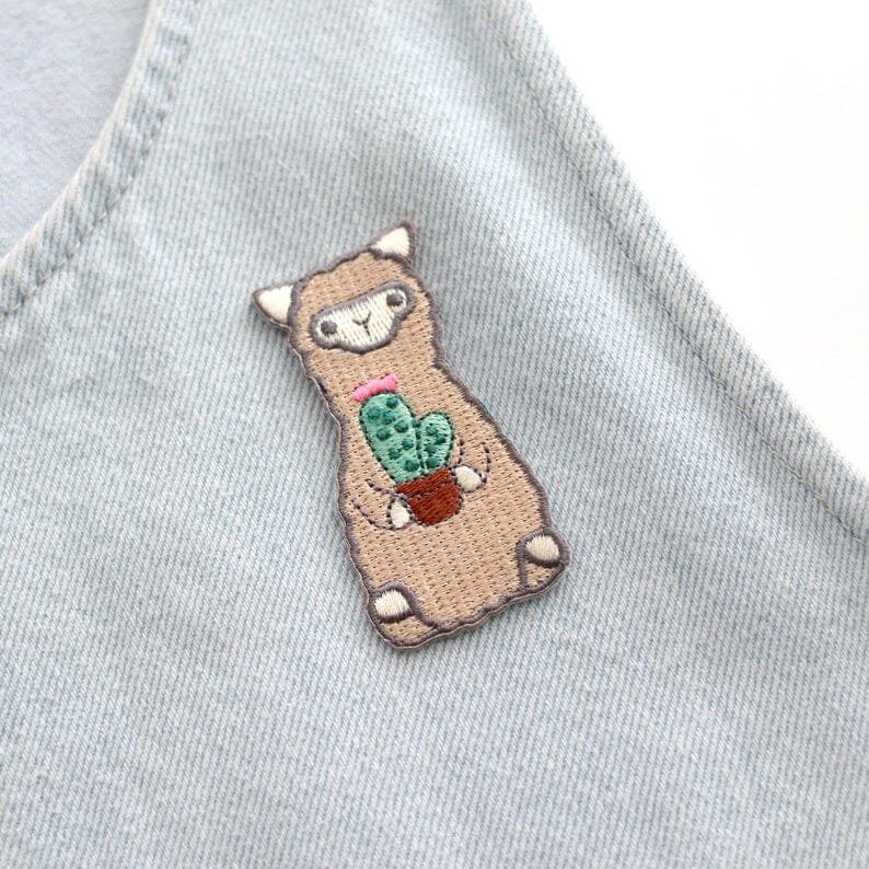 Load image into Gallery viewer, Wild Whimsy Alpaca Cactus Iron-on Patch
