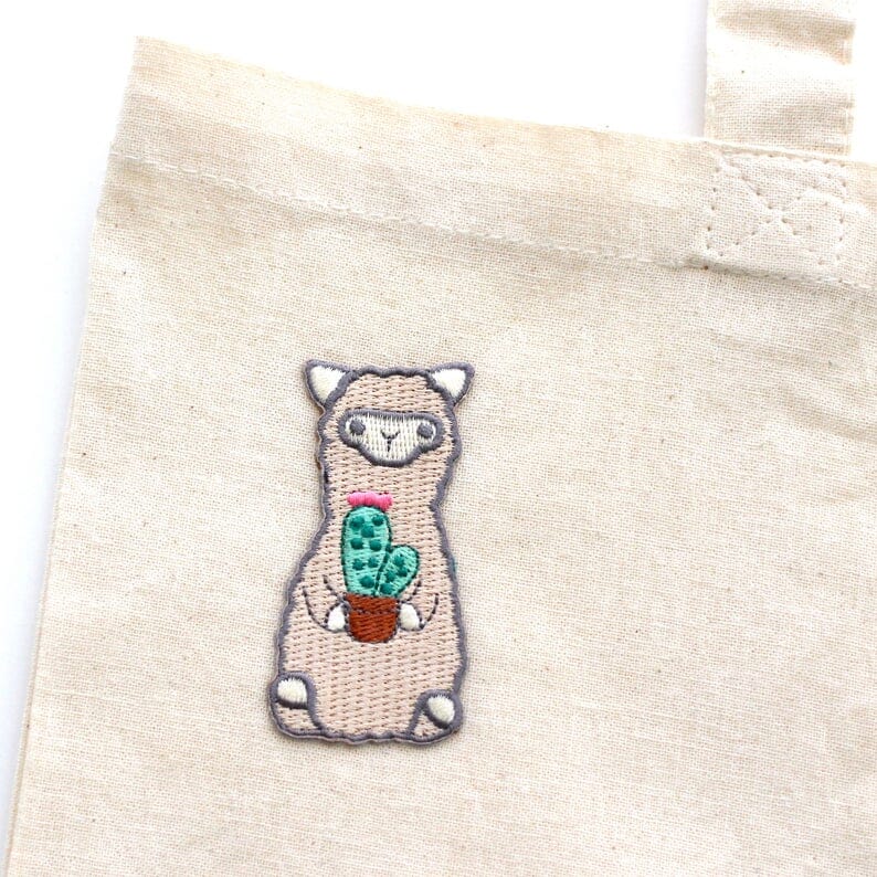 Load image into Gallery viewer, Wild Whimsy Alpaca Cactus Iron-on Patch
