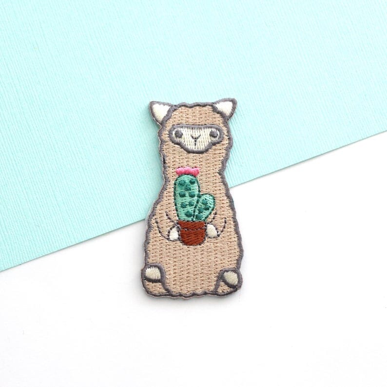 Load image into Gallery viewer, Wild Whimsy Alpaca Cactus Iron-on Patch
