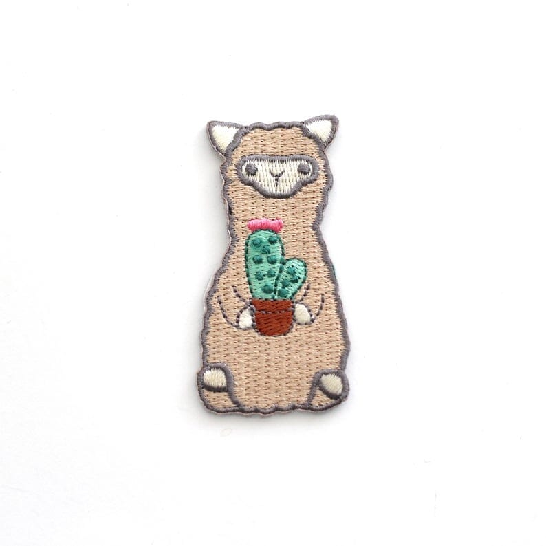 Load image into Gallery viewer, Wild Whimsy Alpaca Cactus Iron-on Patch
