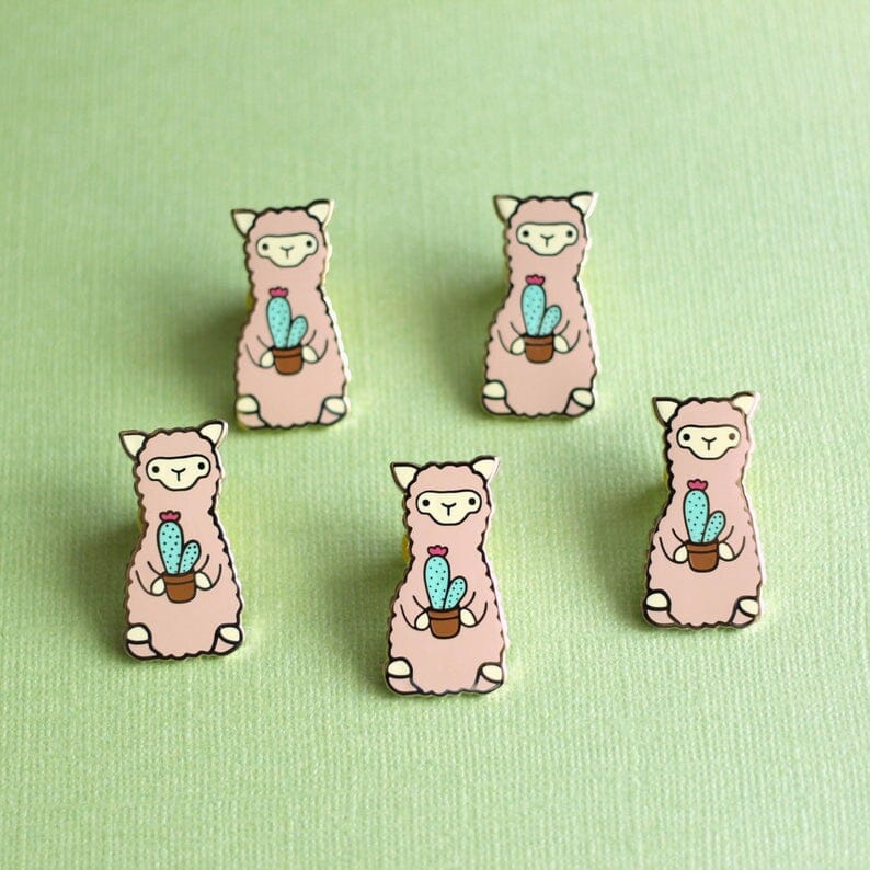 Load image into Gallery viewer, Wild Whimsy Alpaca Cactus Pin
