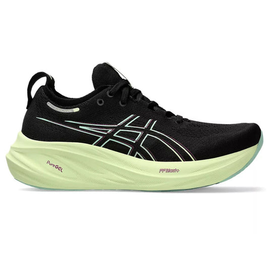 Women's Asics Gel-Nimbus 26, Black/Cool Matcha, 10 B Medium - Skoutley Outdoors LLC