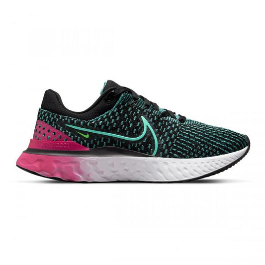 Women's Nike React Infinity Run Flyknit 3, Black/Dynamic Turq-Pink Prime, 6 B Medium - Skoutley Outdoors LLC