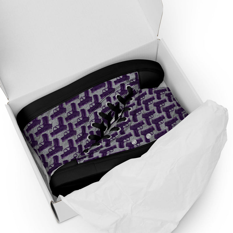 Load image into Gallery viewer, Purple Pistol Palooza High Top Canvas Shoes
