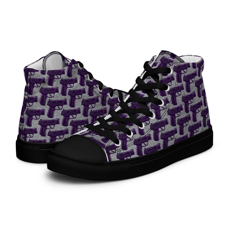 Load image into Gallery viewer, Purple Pistol Palooza High Top Canvas Shoes
