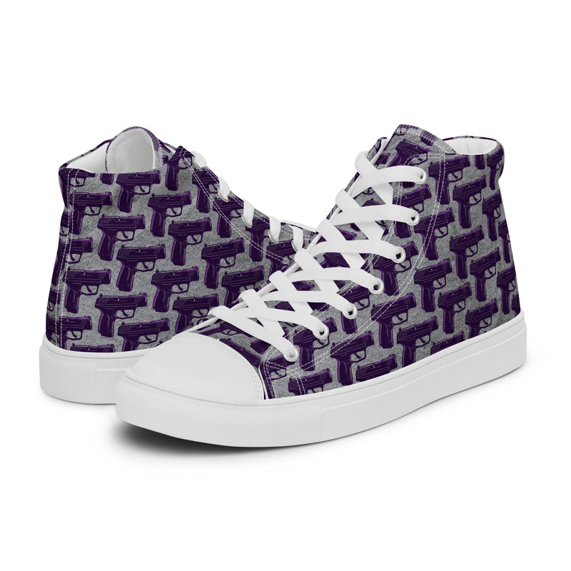 Load image into Gallery viewer, Purple Pistol Palooza High Top Canvas Shoes
