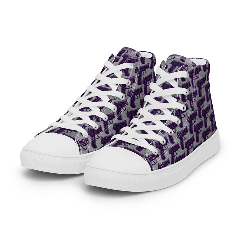 Load image into Gallery viewer, Purple Pistol Palooza High Top Canvas Shoes
