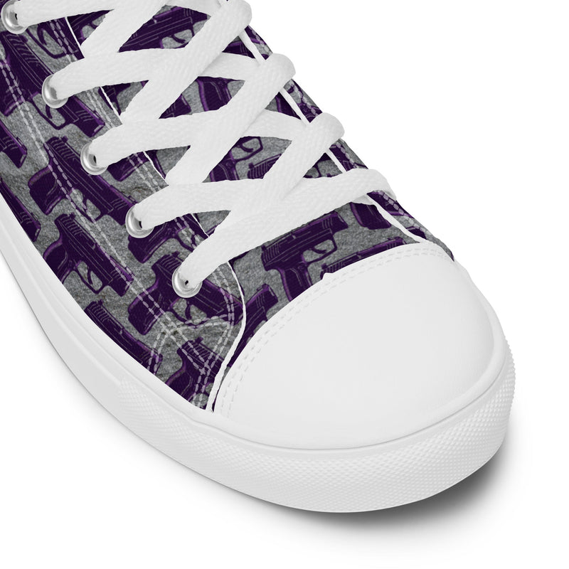 Load image into Gallery viewer, Purple Pistol Palooza High Top Canvas Shoes
