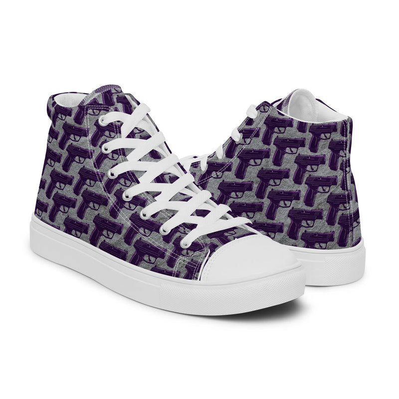 Load image into Gallery viewer, Purple Pistol Palooza High Top Canvas Shoes
