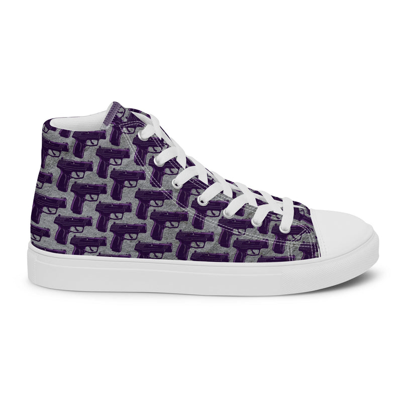 Load image into Gallery viewer, Purple Pistol Palooza High Top Canvas Shoes
