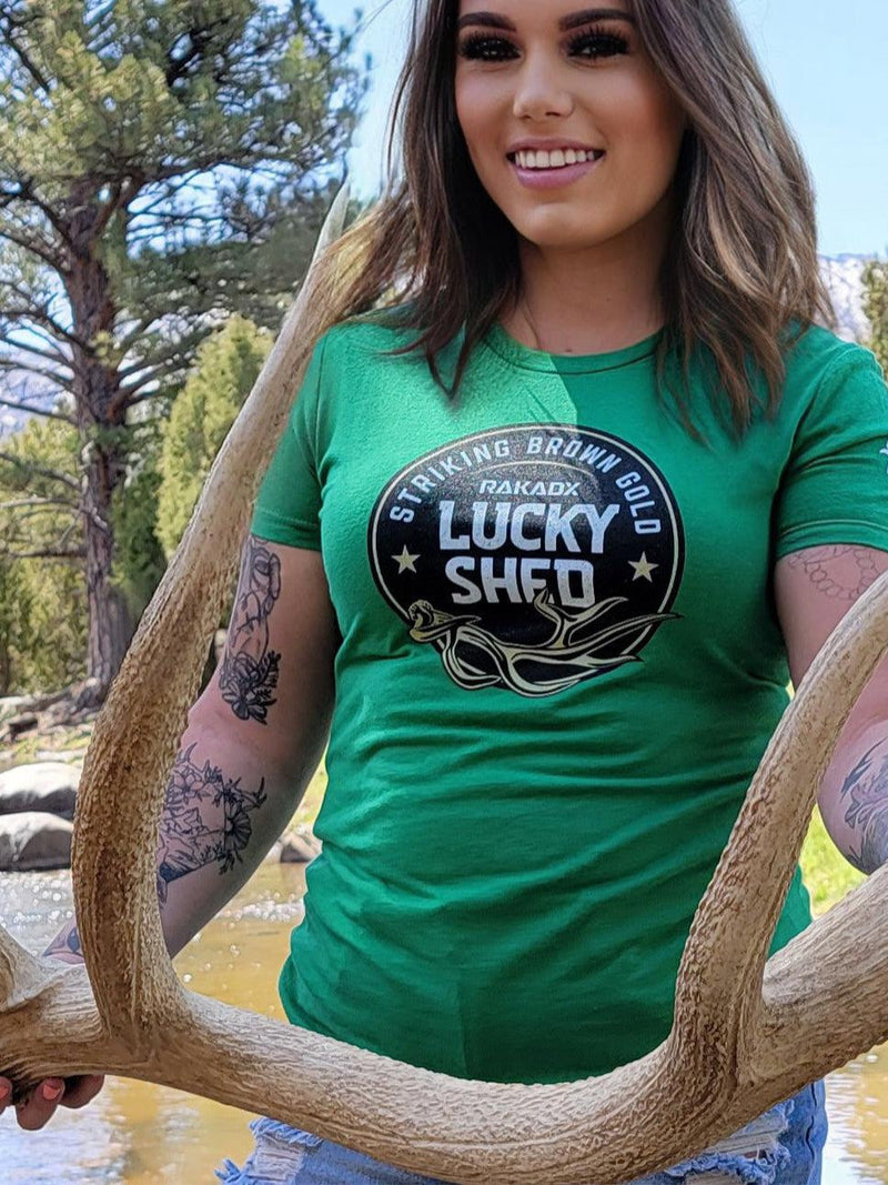 Load image into Gallery viewer, Womens Lucky Shed Brown Gold Tee
