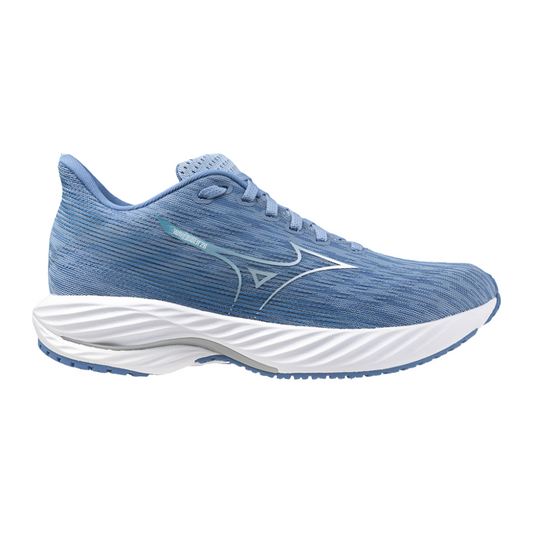 Women's Mizuno Wave Rider 28, Glacier Lake/White, 8 B Medium - Skoutley Outdoors LLC