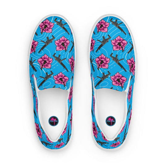 Rad Palm High Capacity Hibiscus Blue Women’s Slip On Canvas Shoes