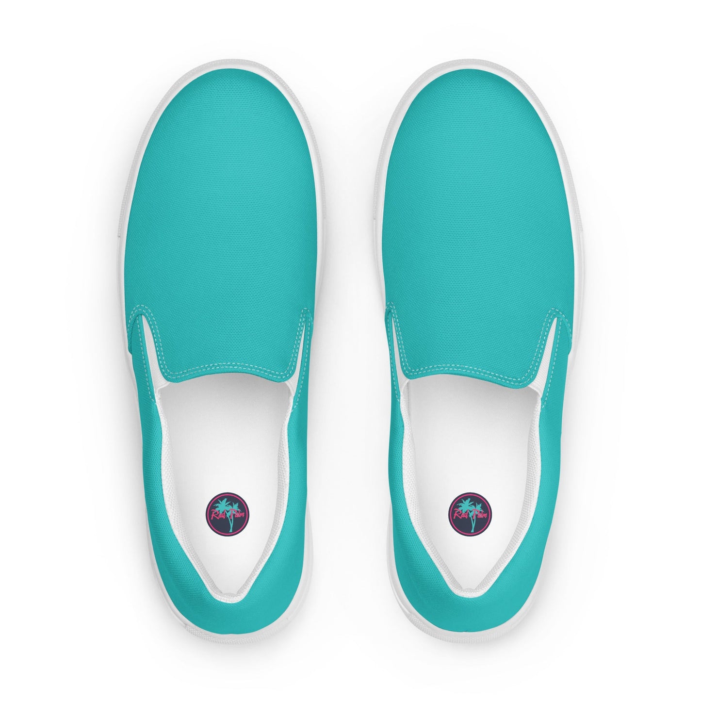 Rad Palm Teal Women's Slip-On Canvas Shoes