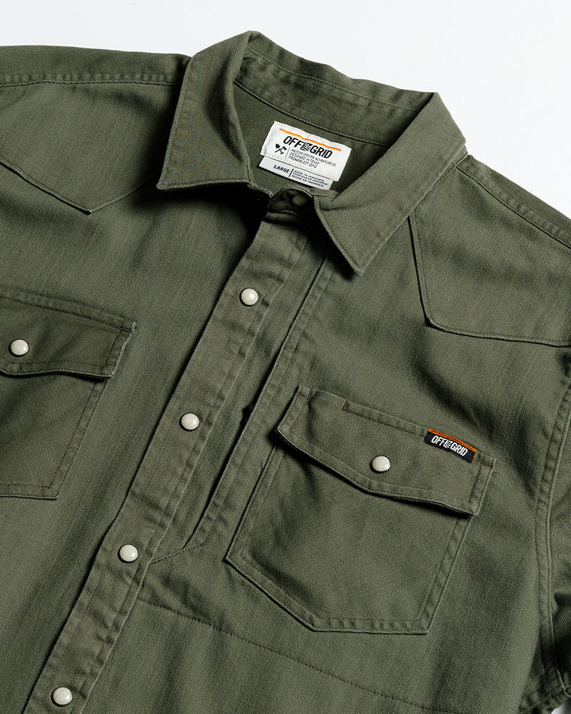 Load image into Gallery viewer, Earl Denim Shirt - Dusty Olive

