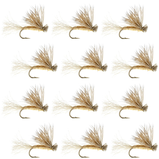Tan X Caddis Emerging Caddis Adult Trout Dry Fly - 1 Dozen Flies Hook Size 14