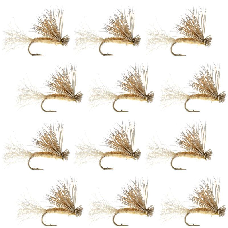 Load image into Gallery viewer, Tan X Caddis Emerging Caddis Adult Trout Dry Fly - 1 Dozen Flies Hook Size 18
