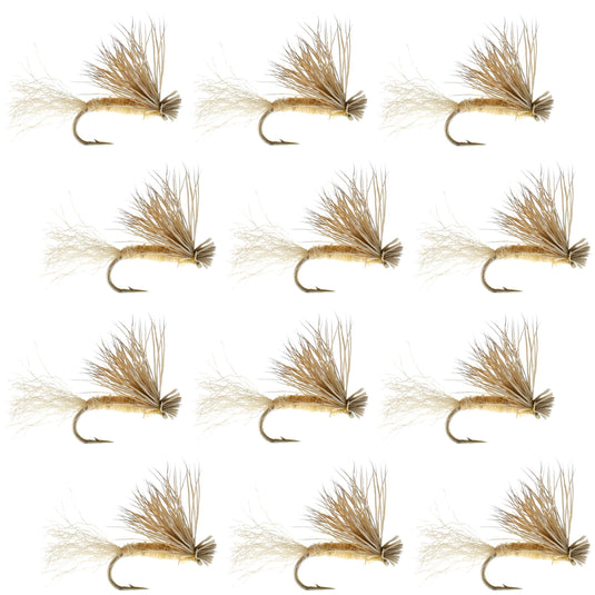 Tan X Caddis Emerging Caddis Adult Trout Dry Fly - 1 Dozen Flies Hook Size 18
