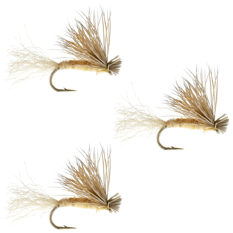 Load image into Gallery viewer, 3 Pack Tan X Caddis Emerging Caddis Adult Trout Dry Fly - Hook Size 18
