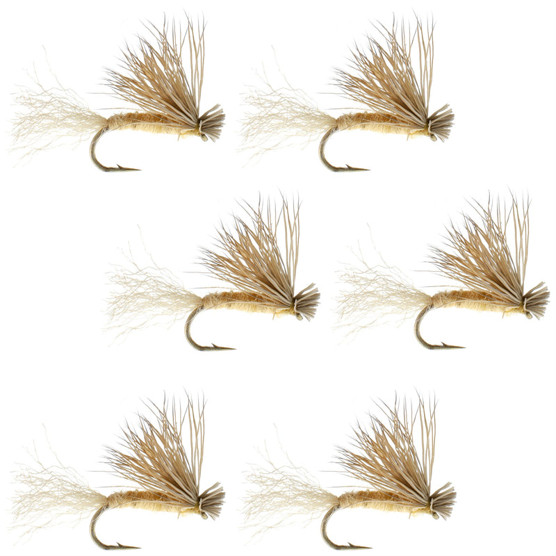 Load image into Gallery viewer, Tan X Caddis Emerging Caddis Adult Trout Dry Fly - 6 Flies Hook Size 14
